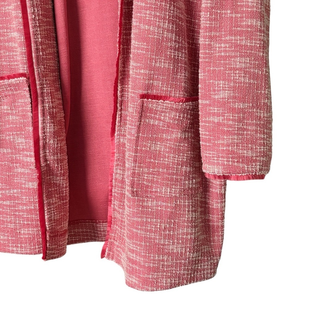 Isaac Mizrahi Pink Boucle Open Front Cardigan Blazer Jacket Sz 2X - Picture 5 of 10